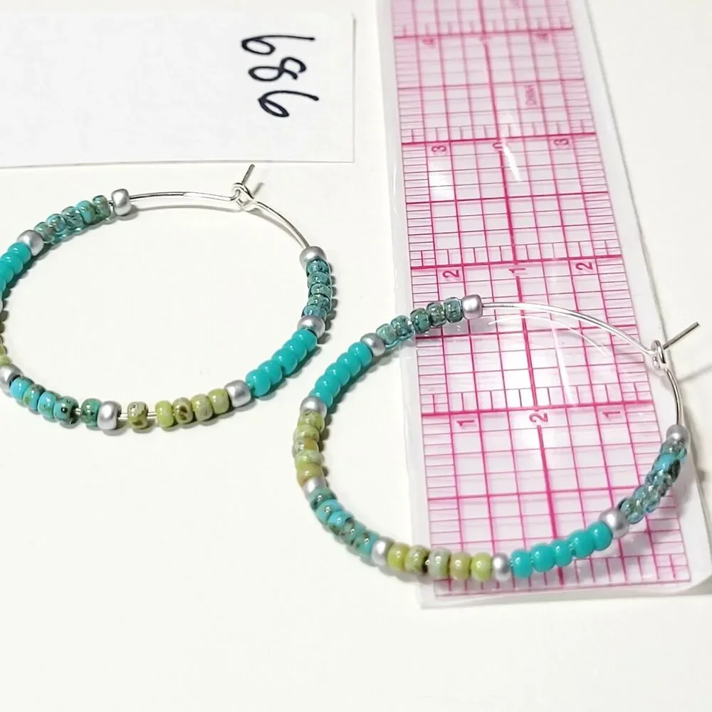 NEW Earrings Seed bead Hoop earrings minimalist earrings sweater strip 686#fs- s - Picture 4 of 6